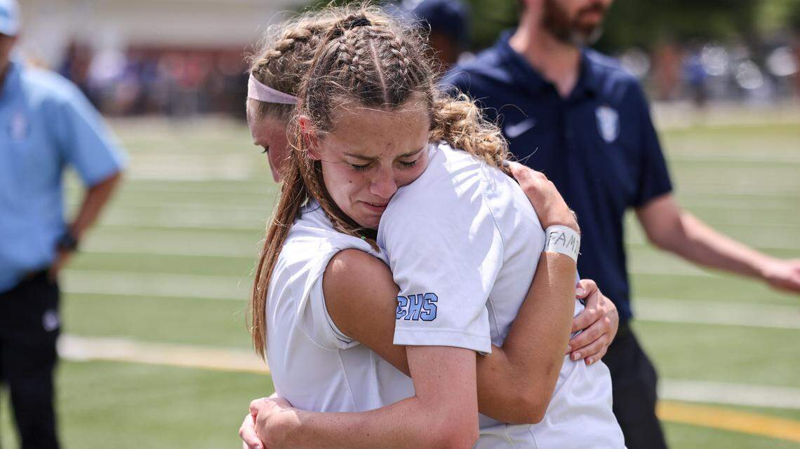 Chapin players reacts following Chapin’s loss to Clover in the SCHSL Class 5A Girls Soccer State Final at Memorial Stadium in Columbia on Friday, May 10, 2024.