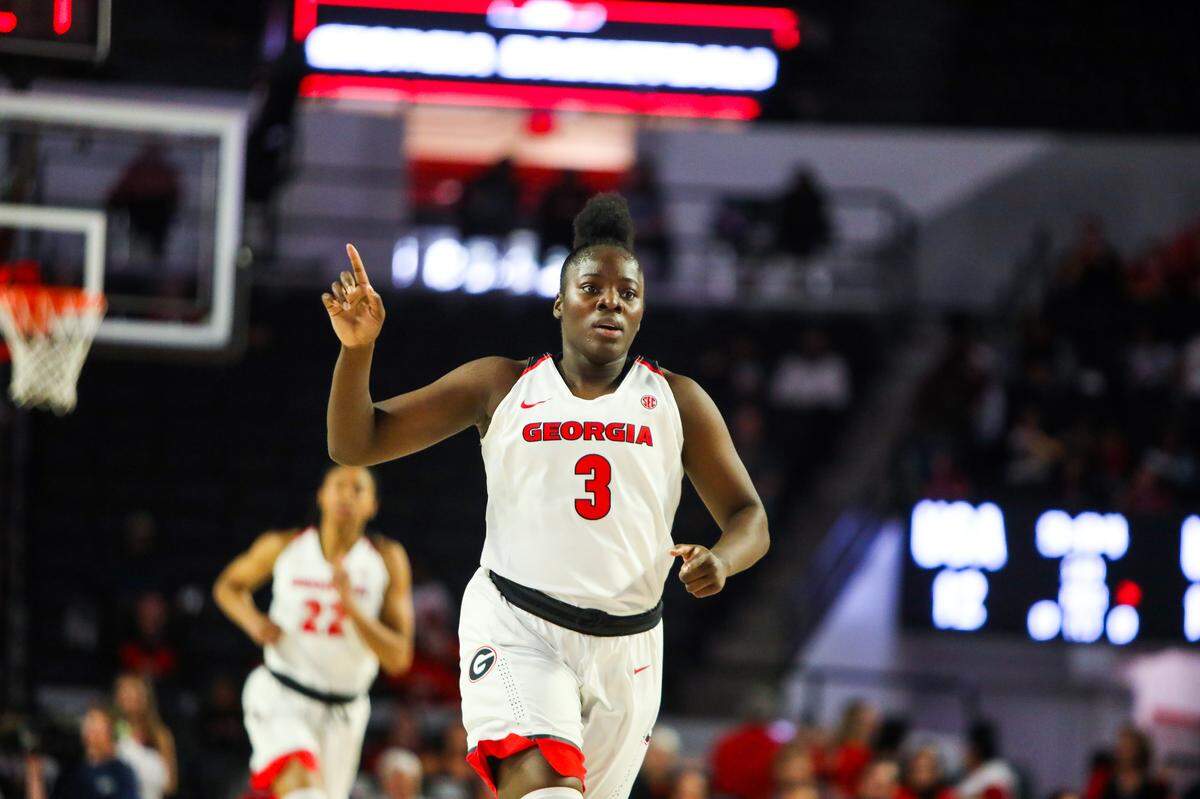 Georgia forward Stephanie Paul (3) perform during a game against Florida at Stegeman Coliseum in Athens, Ga., on Sun., Mar. 1, 2020. (Photo by Chamberlain Smith)