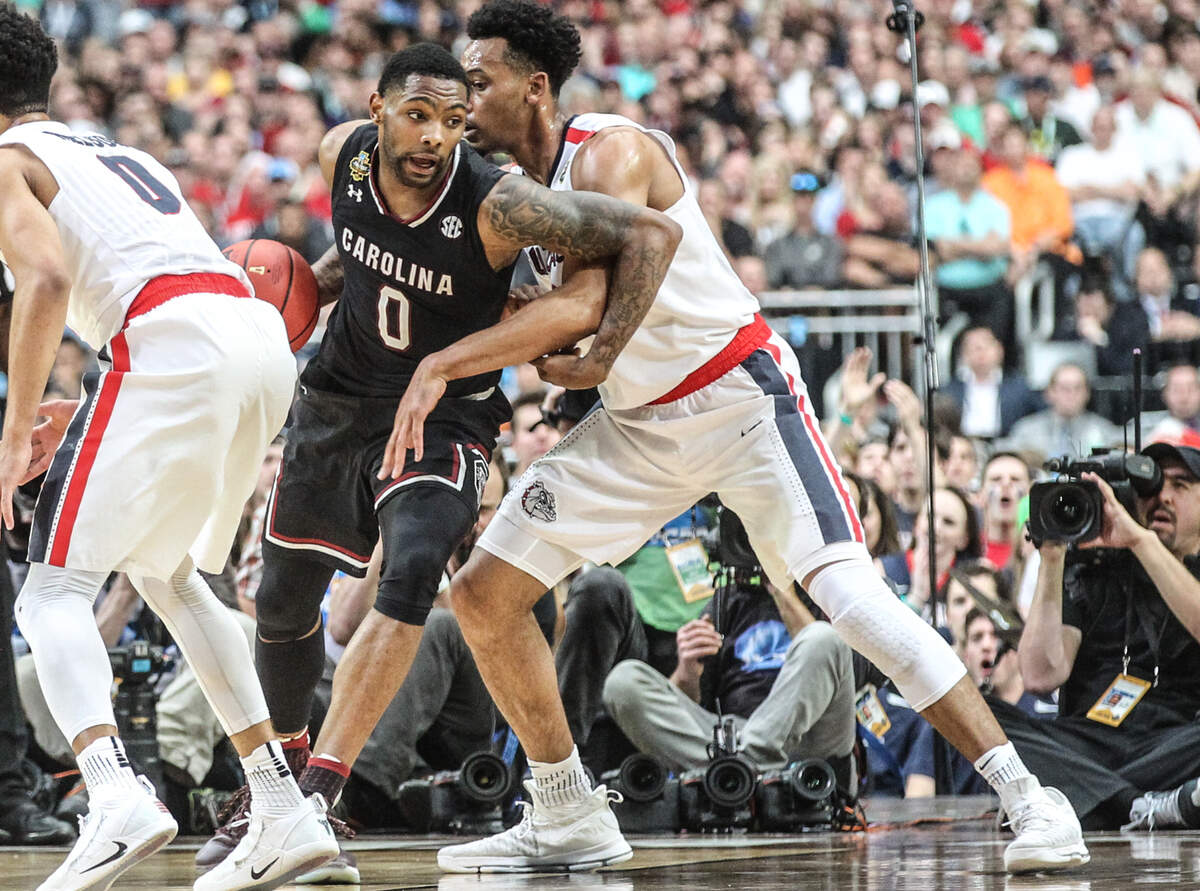Sindarius Thornwell plays for South Carolina during the Gamecocks’ Final Four game against Gonzaga on April 1, 2017.