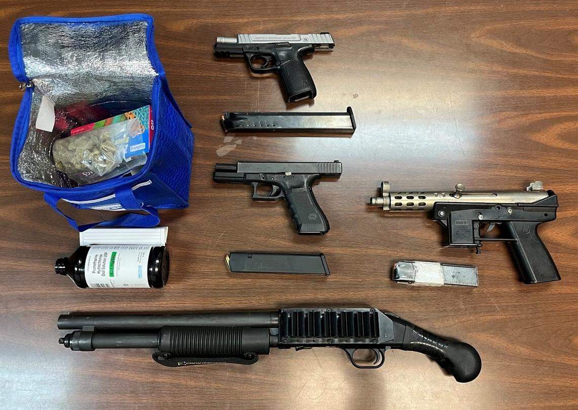 Weapons seized following a shooting.