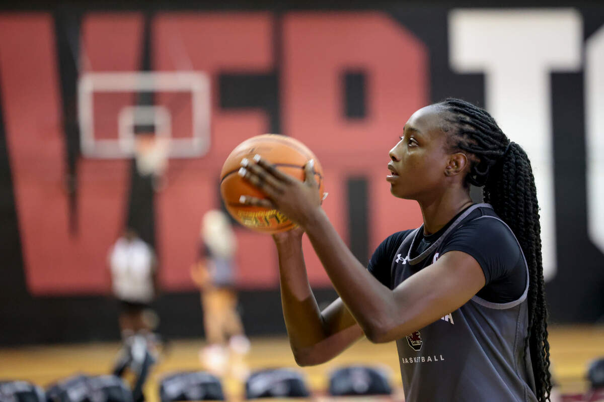 University of South Carolina forward Joyce Edwards (8) shoots free throws during practice on Monday, Oct. 14, 2024