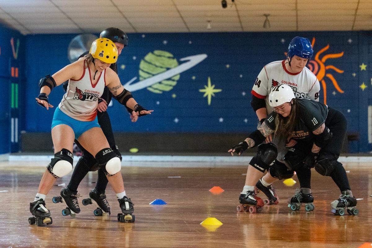 Columbia Roller Derby holds practice at Skate and Sport Station in Lexington, South Carolina on Sunday, January 19, 2025.
