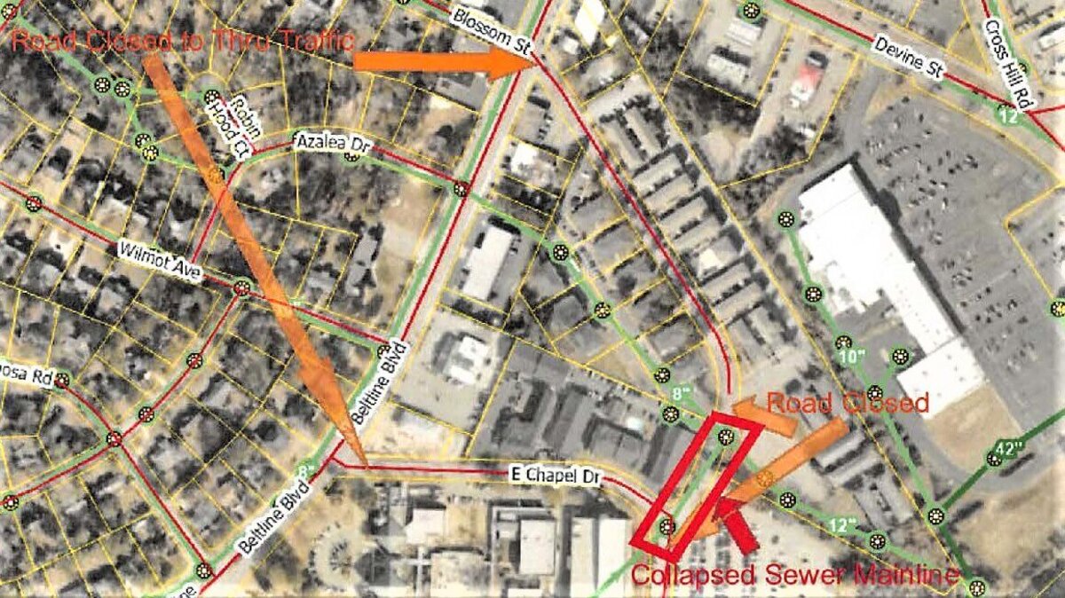 Part of a busy Columbia road is closed after a sewer line collapsed.