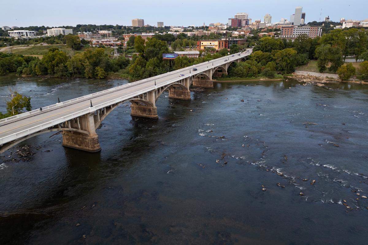 The Gervais Street bridge spans the Congaree River on Tuesday, September 10, 2024.