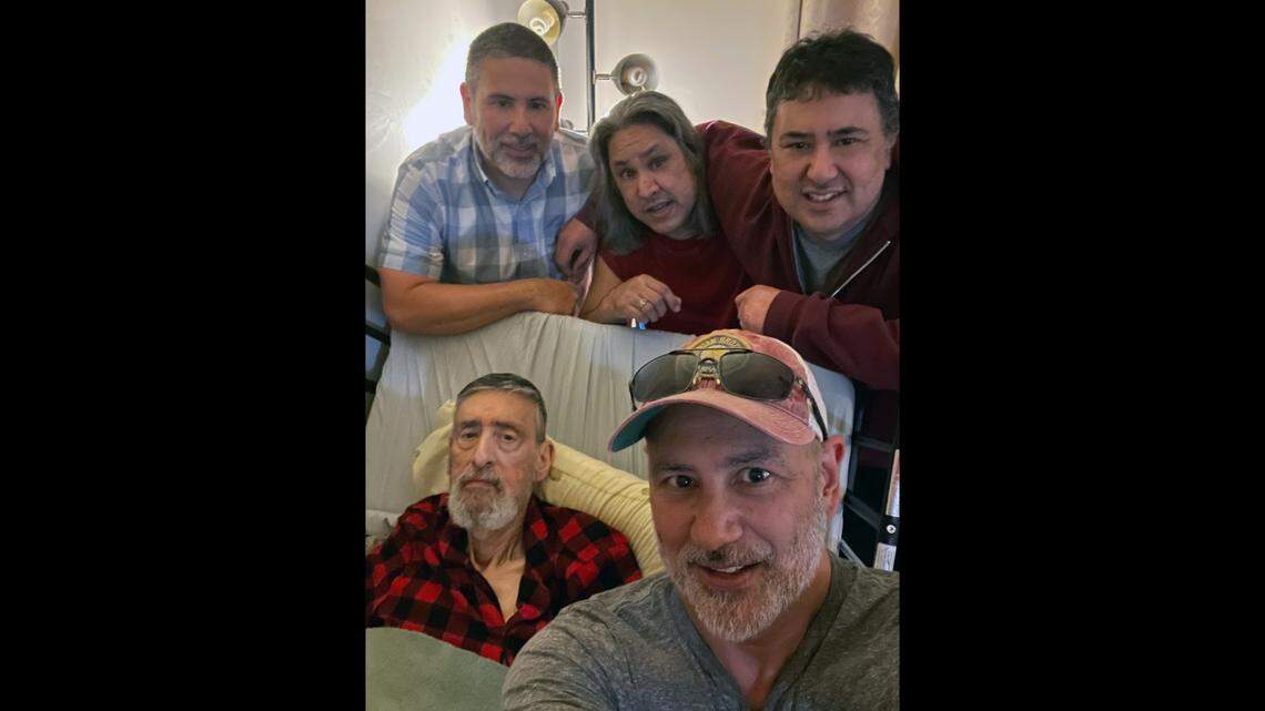 This provided photo shows Alan Thibodeau, who is pictured in the middle at the top, his brothers, including Edwin Thibodeau, who is pictured on the bottom at the right, and their father.