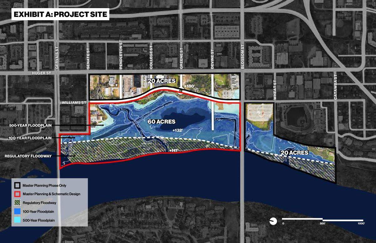 The city of Columbia is planning a “world-class” waterfront project on the banks of the Congaree River in downtown Columbia. Plans include a sprawling park and space for new development.