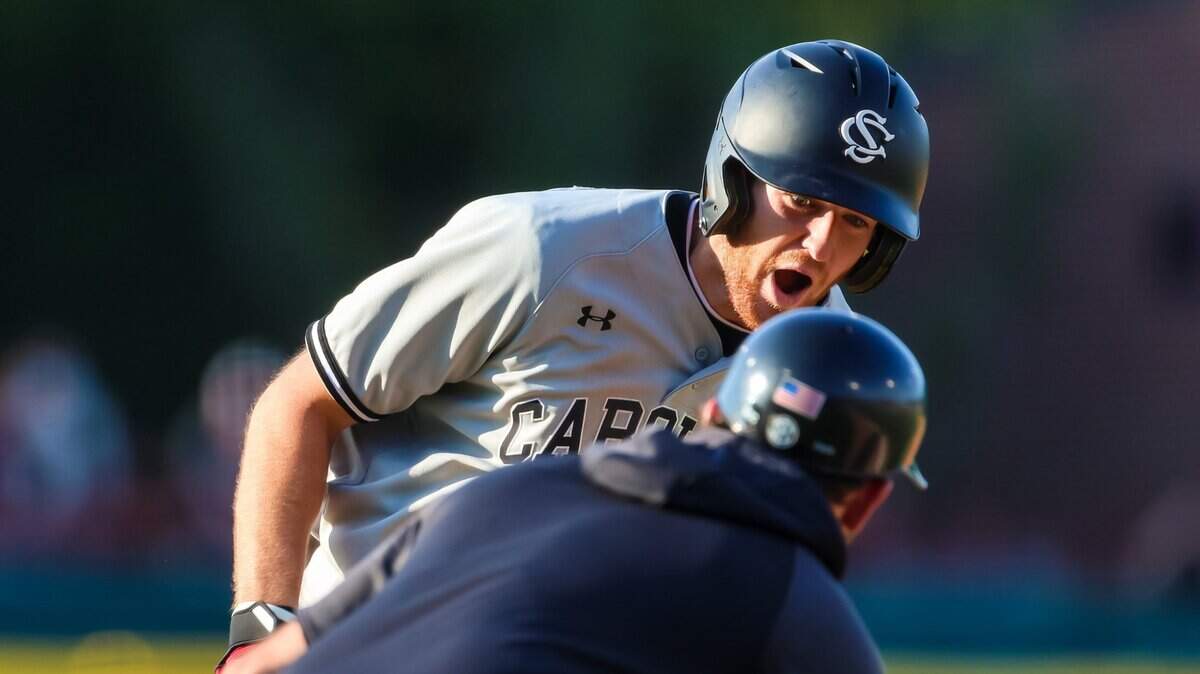 South Carolina Gamecocks shortstop Braylen Wimmer (3) rounds third base following a home run against the NC State Wolfpack during their 2023 NCAA Columbia Regional game at Founders Park in Columbia, SC, Saturday, June 3, 2023.
