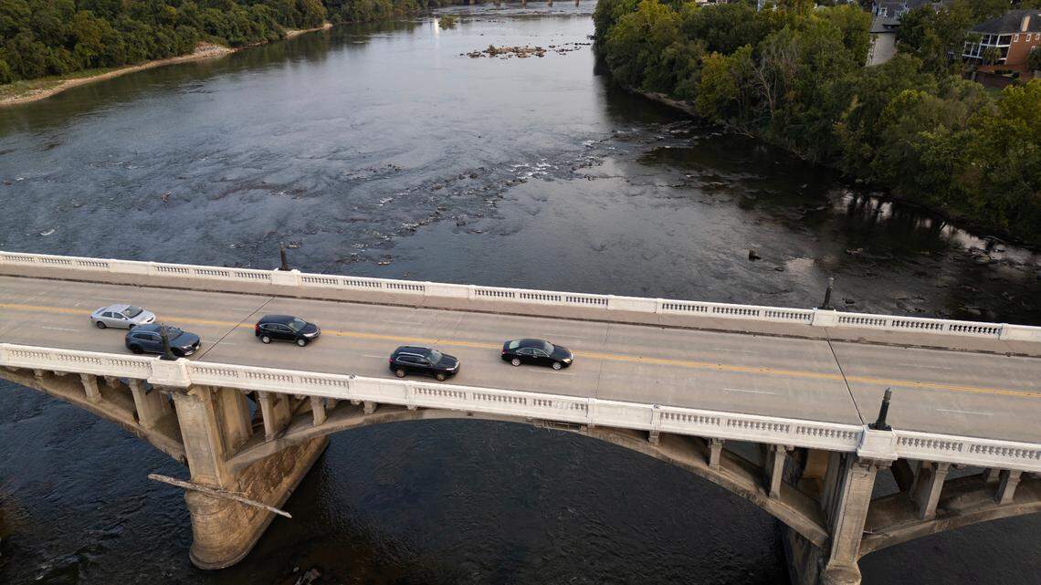 The Gervais Street bridge spans the Congaree River on Tuesday, September 10, 2024.