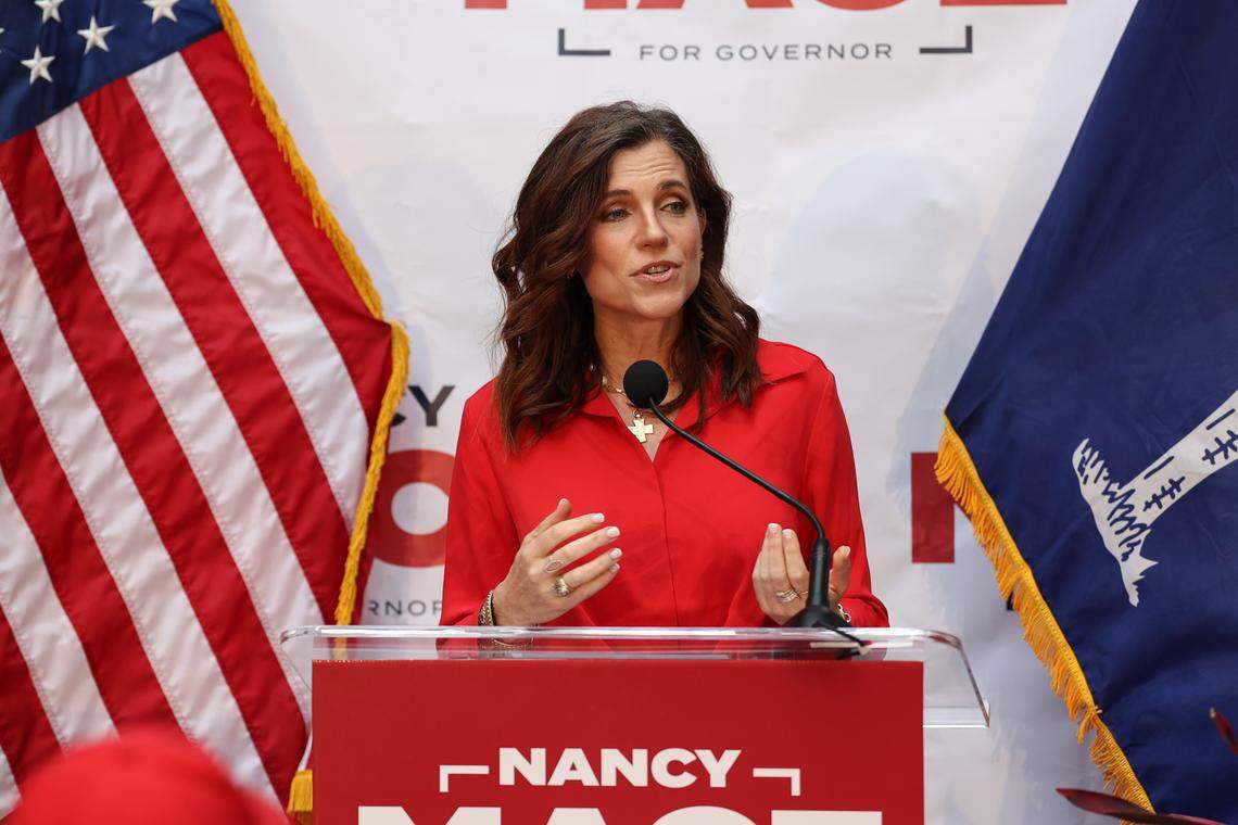 Nancy Mace announces that she will run for South Carolina Governor during a press conference at the Citadel in Charleston on Monday Aug. 4, 2025.