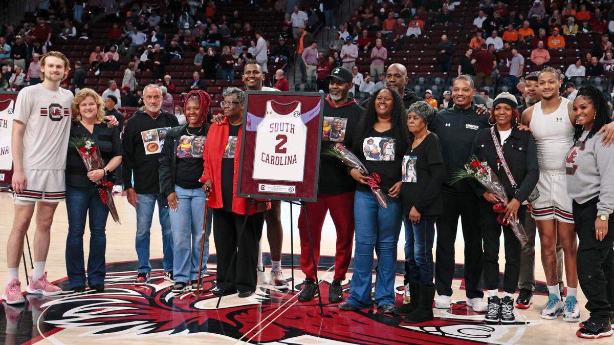 South Carolina recognized BJ Mack, Stephen Clark and Ta’Lon Cooper for senior night on Wednesday.
