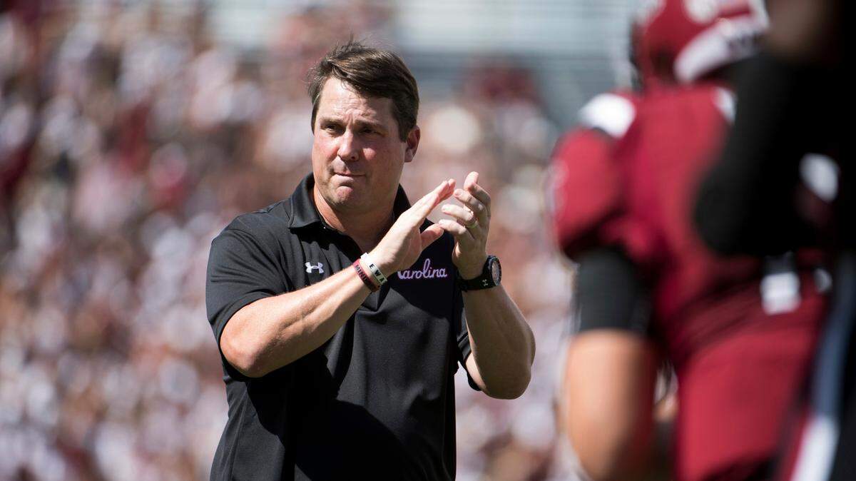 Will Muschamp, shown in 2018 as the South Carolina coach