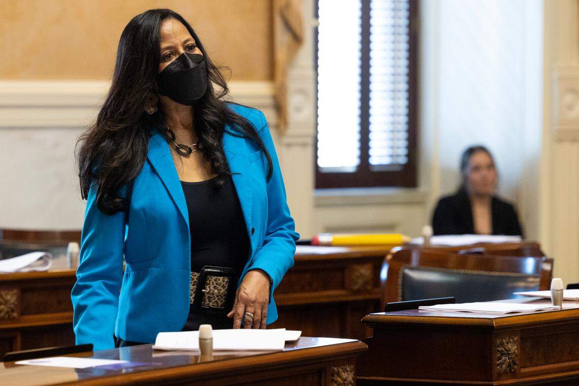State Senator Mia McLeod, of Richland County, during a recess in the South Carolina Senate on Tuesday, January 10, 2023.