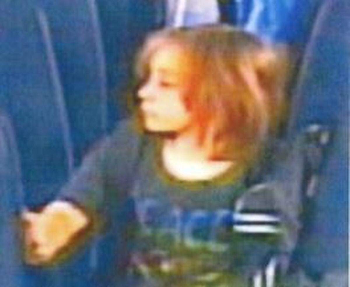 This is a surveillance photo of Faye Marie Swetlik getting off a school bus Monday.