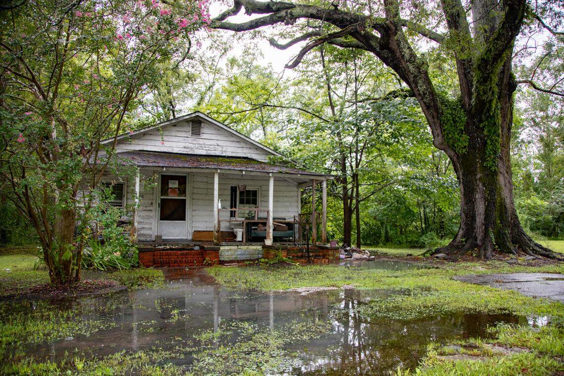A home prone to flooding in Sellers, South Carolina on Wednesday, August 5, 2020. Some residents of the small town say they have not received disaster assistance. Others say what little they received came too late, with repeated hurricanes and floods causing overlapping claims.