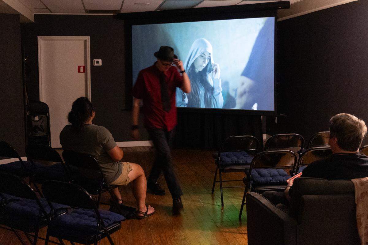 A showing of the influential and bloody Ebola Syndrome at Babylon Kino, a new spot that showcases underground films in Five Points, on Friday, April 18, 2025. The venue looks to show movies that are difficult to find, outside of the mainstream cannon and independent films.