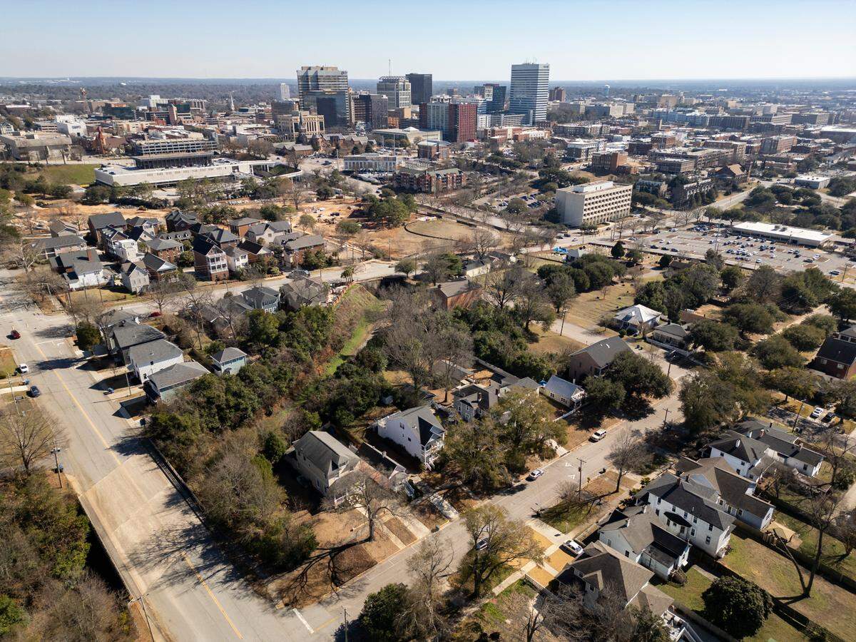 The Arsenal Hill neighborhood in Columbia, South Carolina, from the air on Tuesday, February 4, 2025.