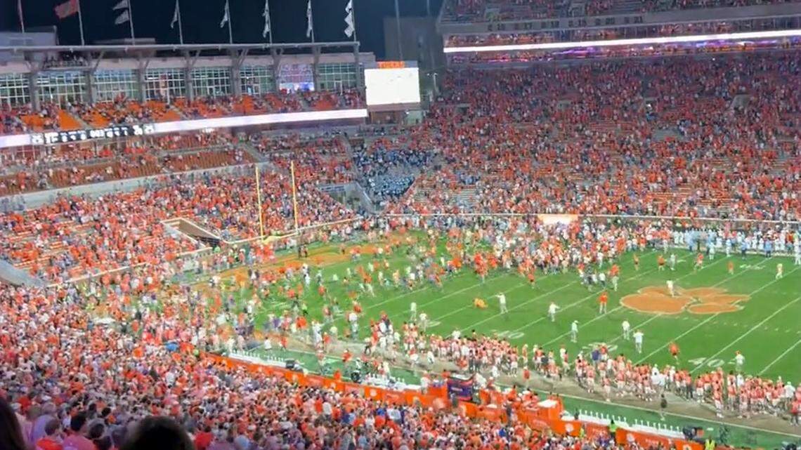 Clemson fans were on the field before the game was over Saturday.