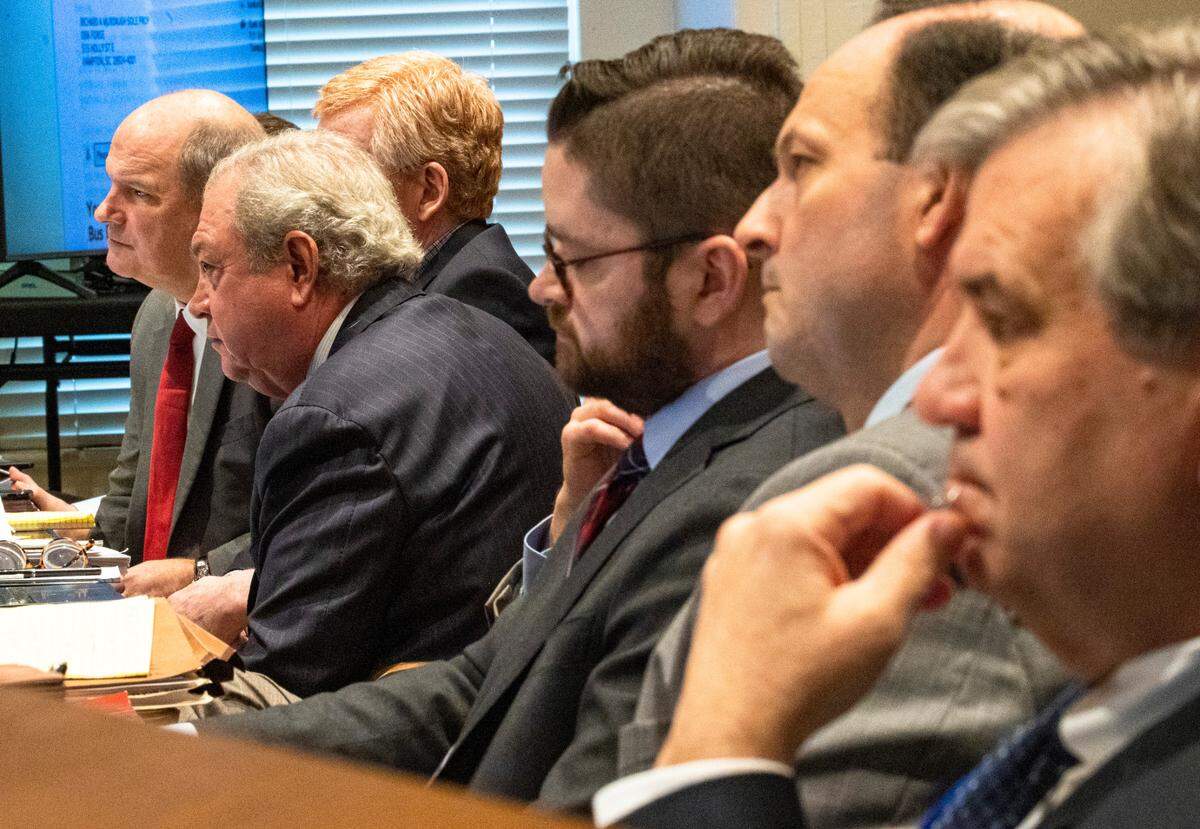 The defense and prosecutors are seen in the double murder trial of Alex Murdaugh at the Colleton County Courthouse in Walterboro, Thursday, Feb. 2, 2023. Andrew J. Whitaker/The Post and Courier/Pool