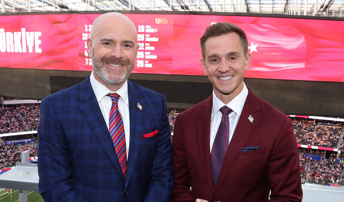 Play-by-play John Strong (left) and match analyst Stu Holden (right) have called over 400 matches for FOX Sports since 2014 and three men’s World Cup finals (including Sunday’s). Those are both records for an English-language duo.