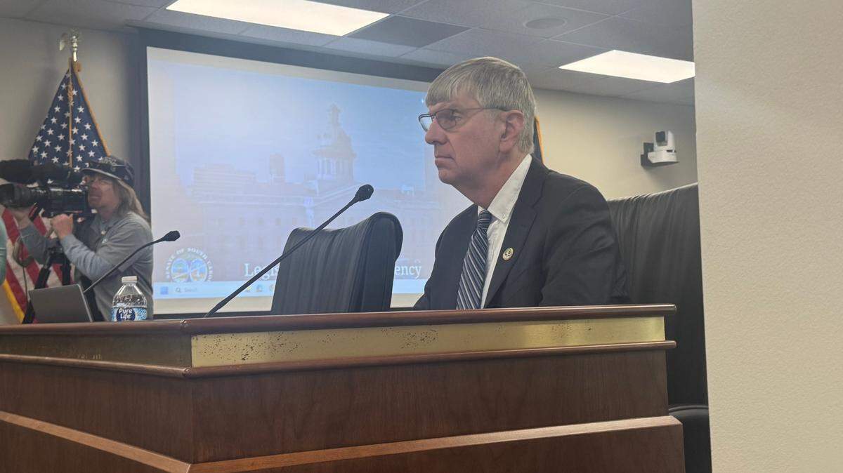 Dr. Edward Simmer, the interim director of the South Carolina Department of Public Health, testifies at a confirmation hearing in front of the Senate Medical Affairs Committee on Thursday, March 20, 2025.