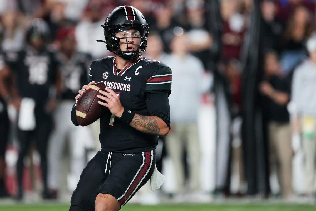 South Carolina quarterback Spencer Rattler throws against Kentucky at Williams-Brice Stadium on Nov. 18, 2023. 