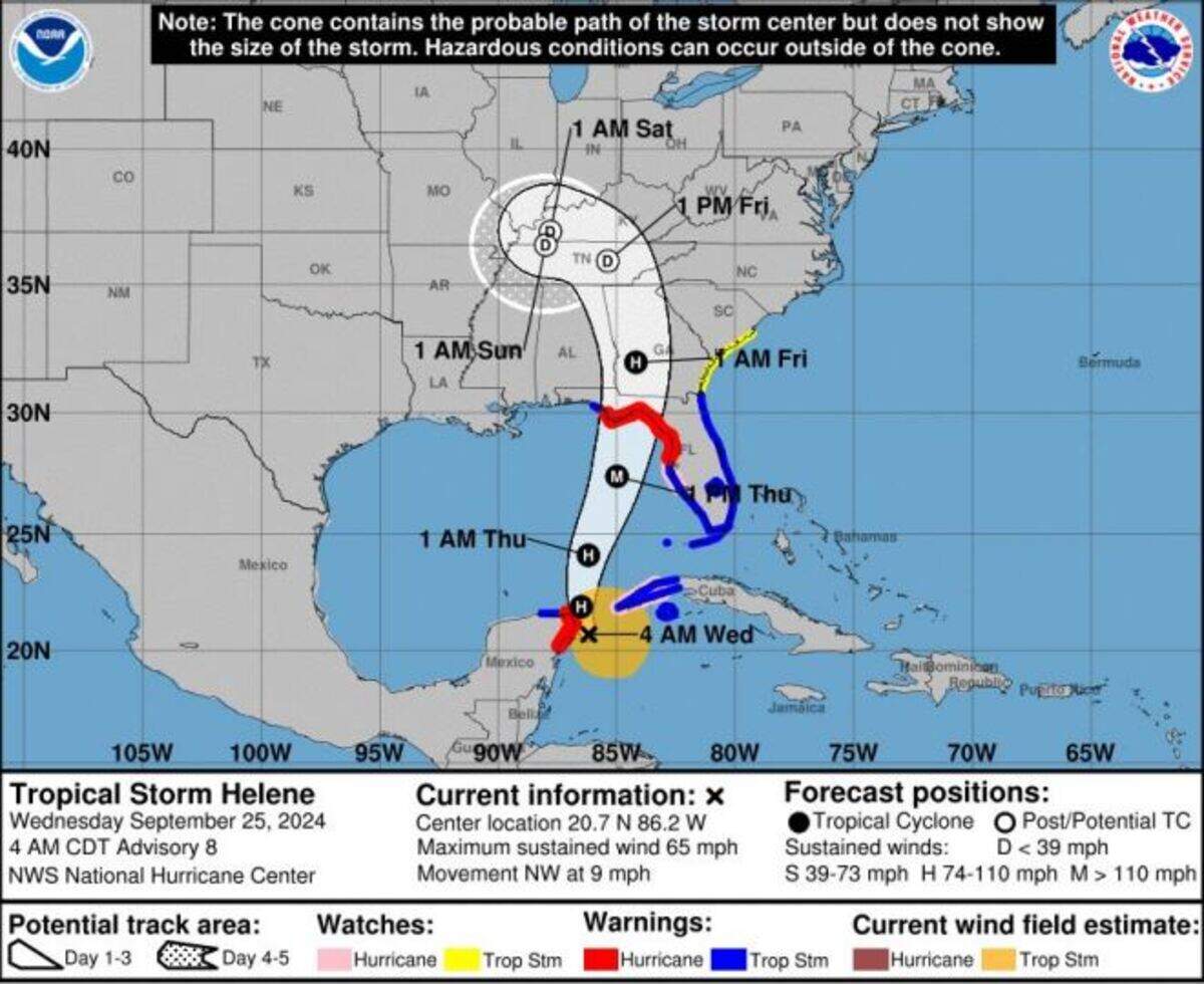 Tropical Storm Helene is forecast to impact the Columbia area of South Carolina.