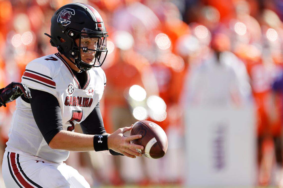 South Carolina Gamecocks quarterback Spencer Rattler (7) during the game against Clemson on Saturday, November 26, 2022.