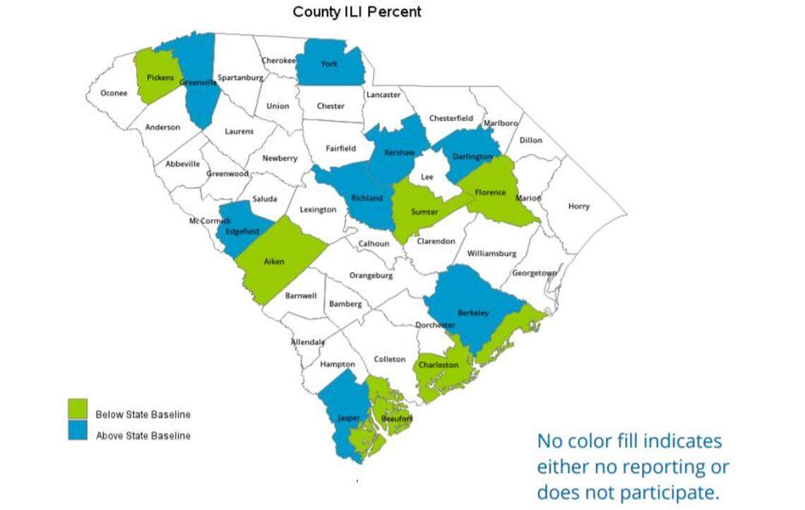 Many counties reported increased flu activity and one person died in the Pee Dee region, according to DHEC.
