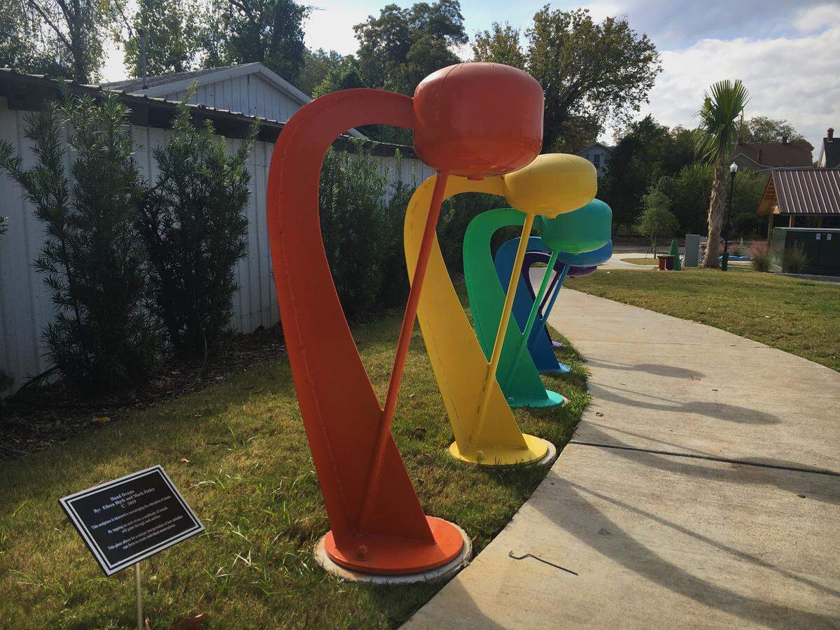 Art by Eileen Blyth in West Columbia’s State Street public art lot.