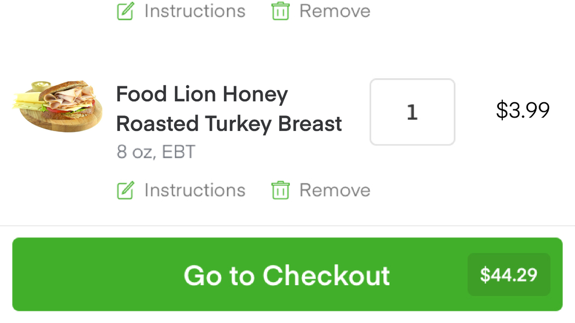 South Carolina Food Lion stores now offer delivery services for EBT SNAP users through the Instacart app.