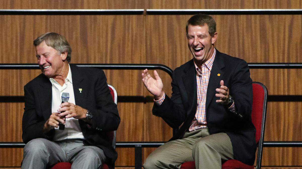 Clemson coach Dabo Swinney is now friends with former South Carolina coach Steve Spurrier after the two had several intense battles when Spurrier coached the Gamecocks.
