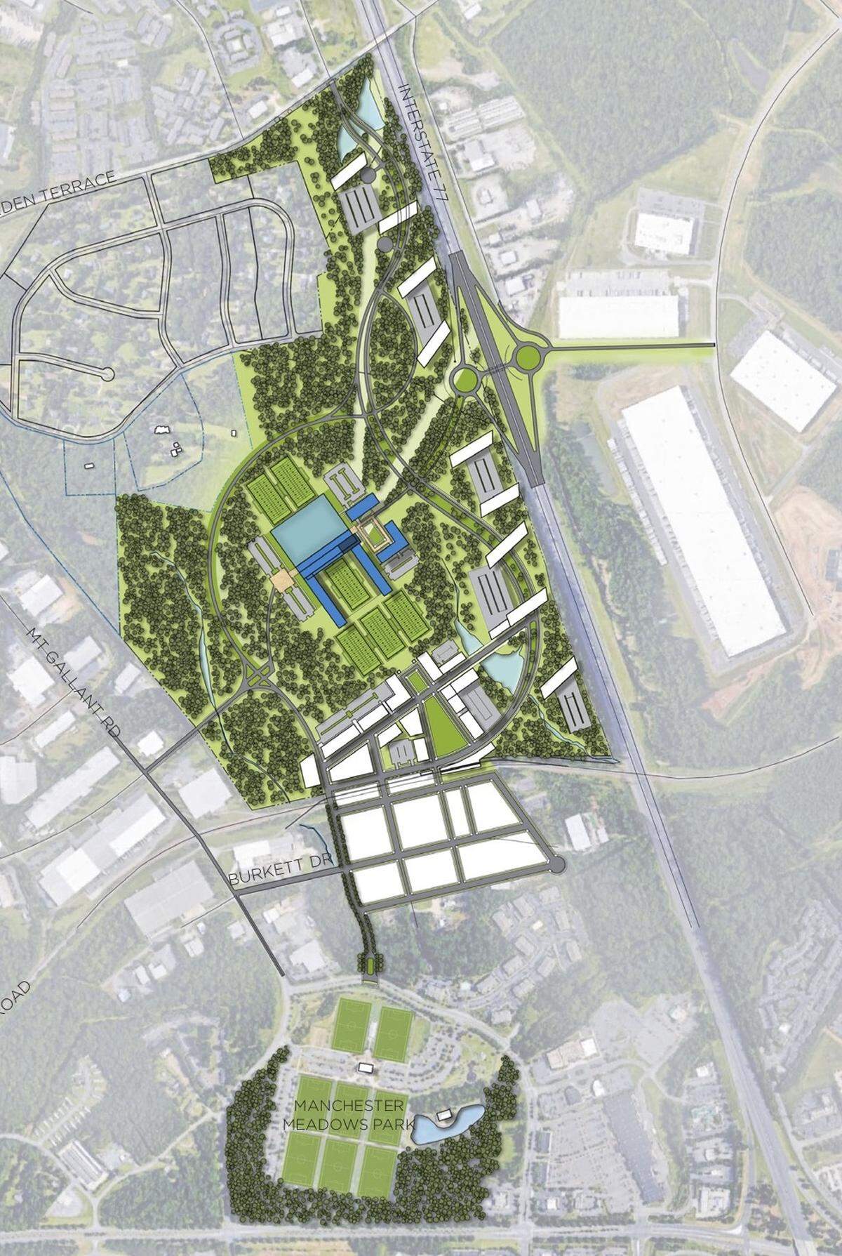 This is a site plan for one of the Carolina Panther’s location for new headquarters in York County.