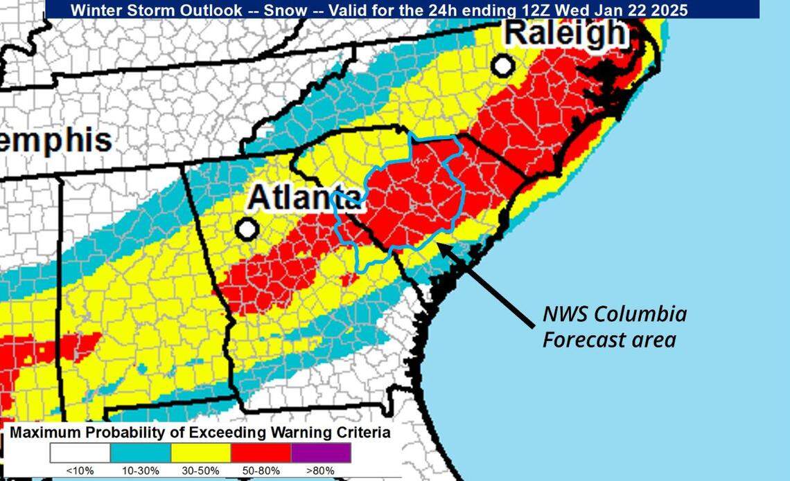 Winter weather is forecast to affect South Carolina.