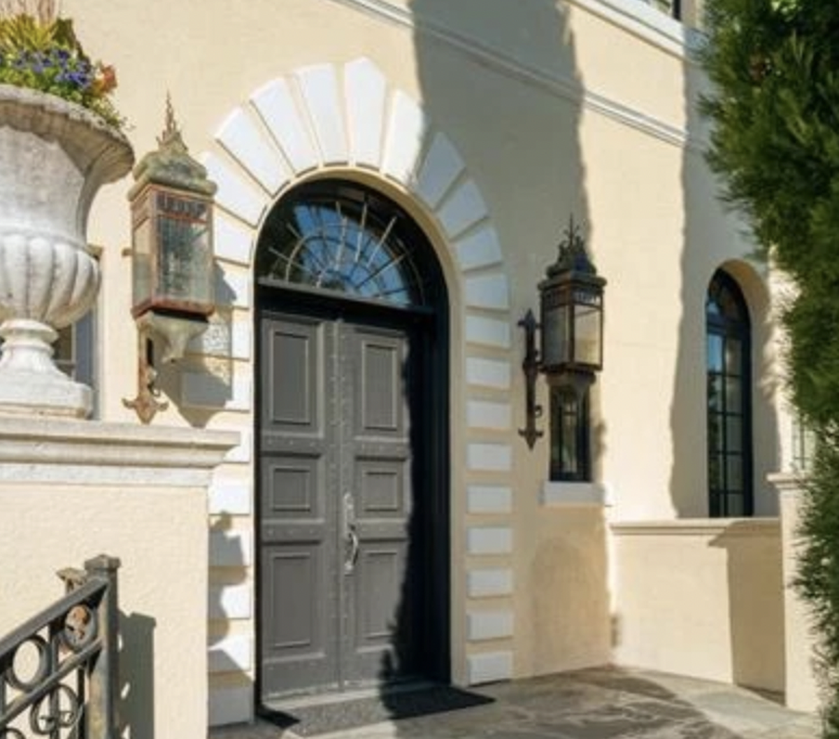 An iron front door is the original entryway.