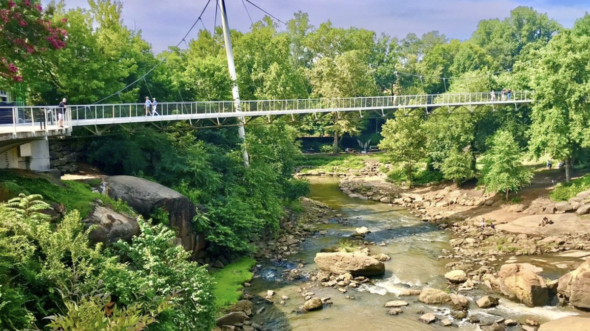 The Liberty Bridge in downtown Greenville was built 22 years ago and remains one of Greenville’s biggest attractions.