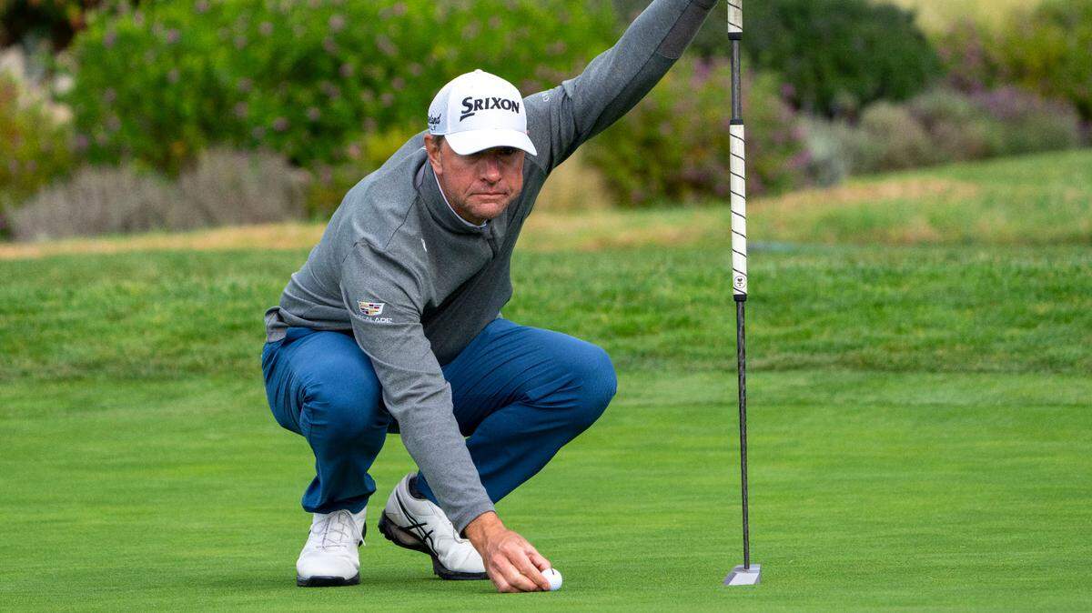 Lucas Glover lines up his putt on the second hole Feb. 2 during the final round of the AT&T Pebble Beach Pro-Am golf tournament at Pebble Beach Golf Links.