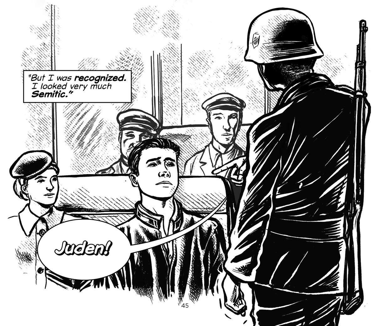 From graphic novel, “We Survived The Holocaust: The Bluma & Felix Goldberg Story,” by Frank W. Baker, illustrations by Tim Ogline