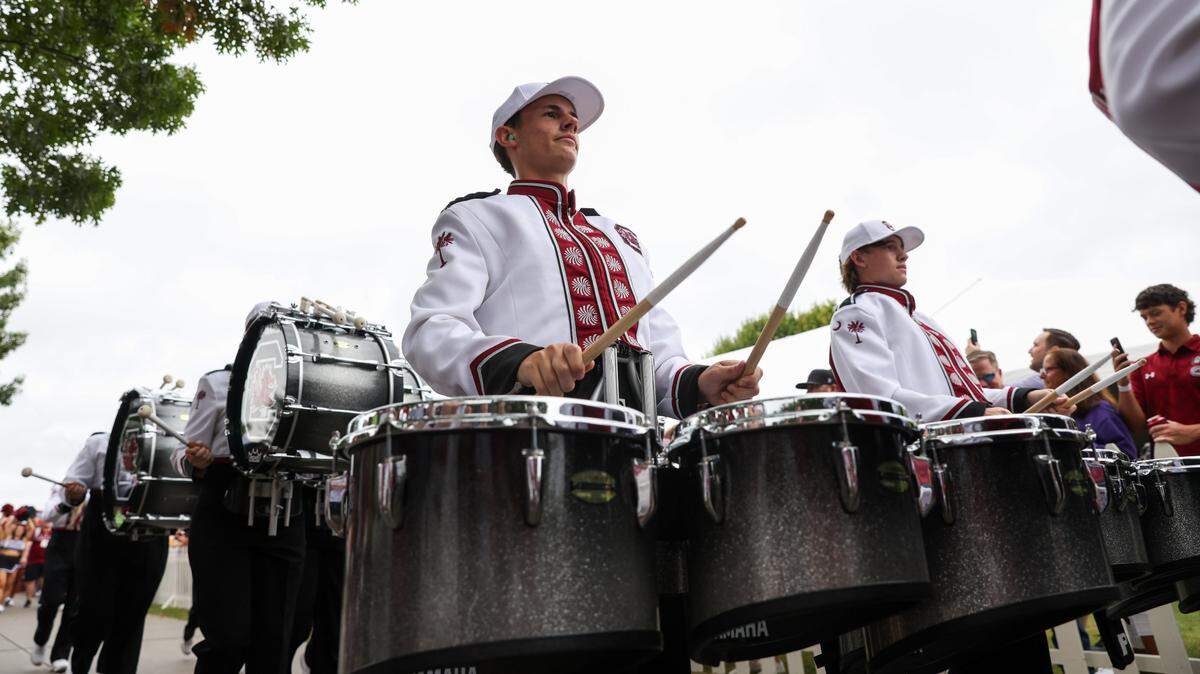 Band members perform during the Gamecock Walk before South Carolina’s game against LSU in Columbia on Saturday, September 14, 2024.