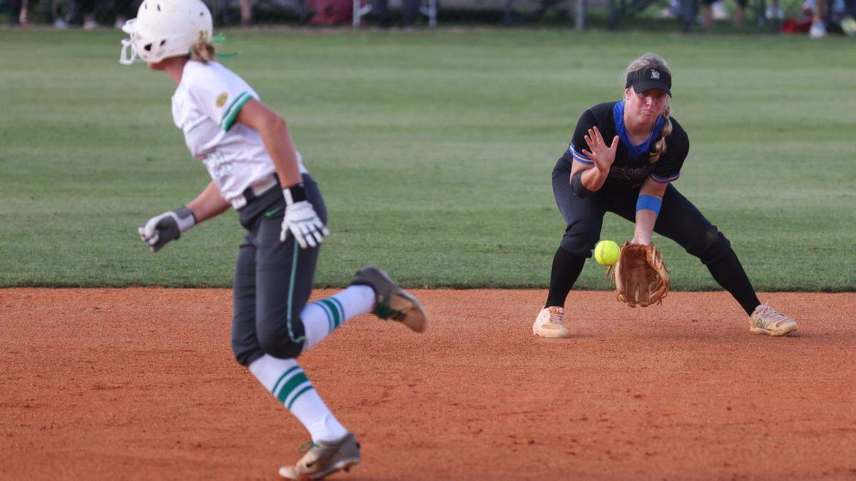 Sam Craig (11) of Lexington fields a ground ball during Game 1 of the Class 5A SCHSL Softball Series in Lexington on Monday, May 20, 2024.