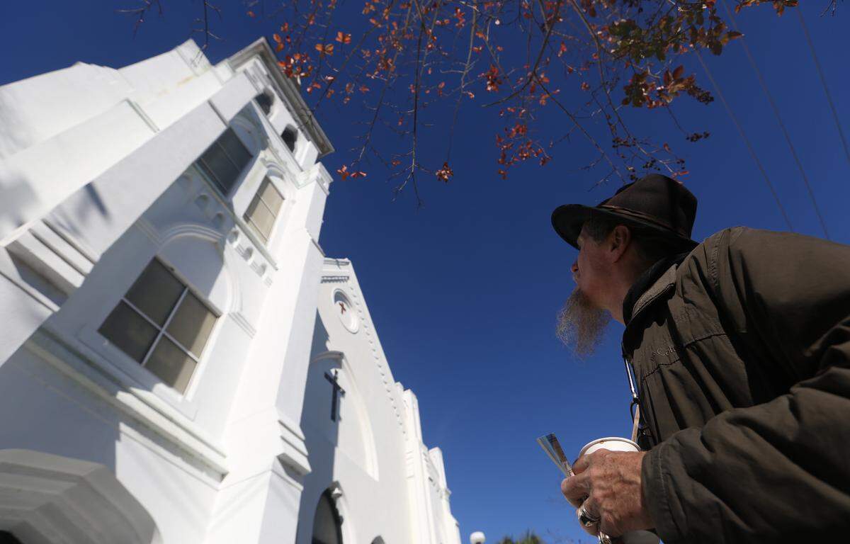 Jim Schreyer of Philadelphia came by Mother Emmanuel Church in Charleston to pay his respects on Wednesday, Jan. 11, 2017.