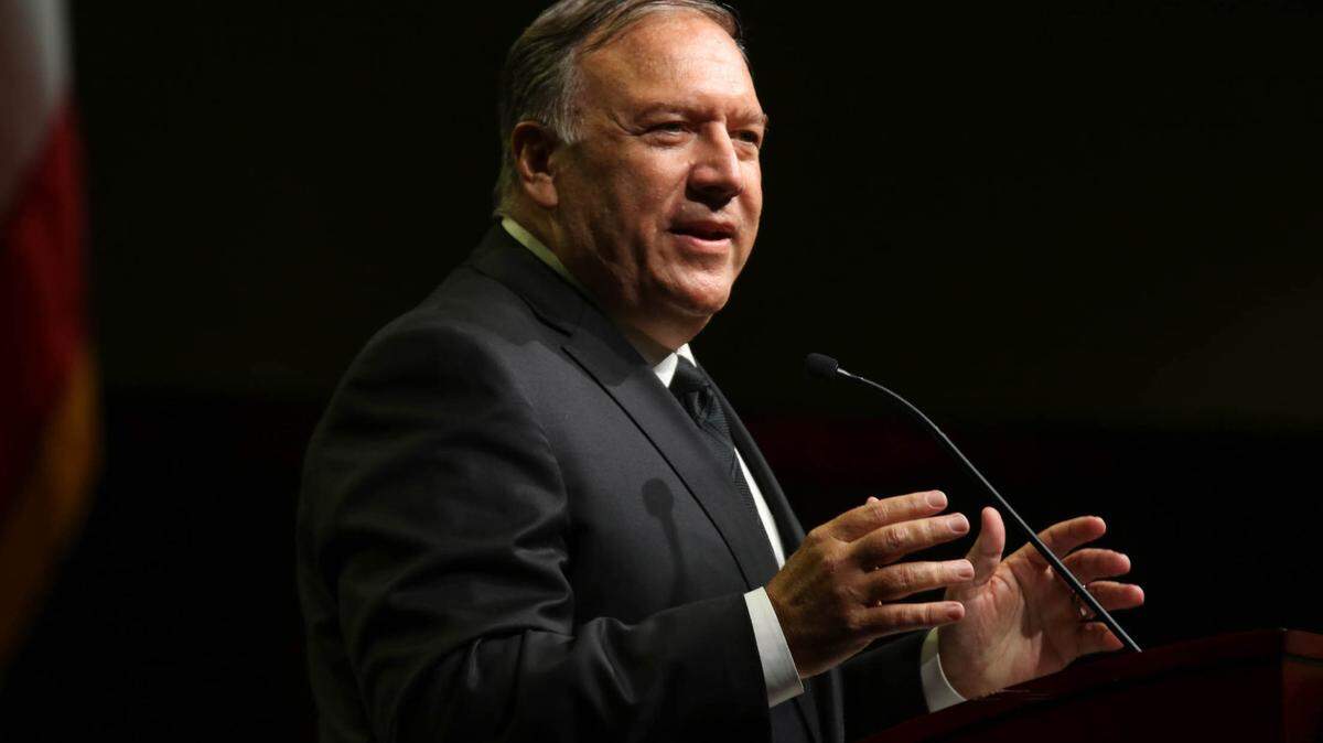 Former Secretary of State Mike Pompeo speaks during the Silver Elephant Gala at the Columbia Convention Center.