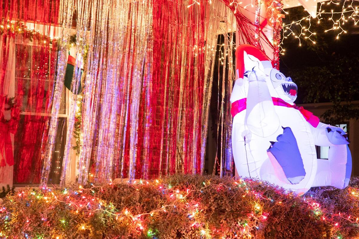 A light display featuring characters from popular Christmas movies on Blossom Street in Columbia, South Carolina on Wednesday, December 23, 2020.