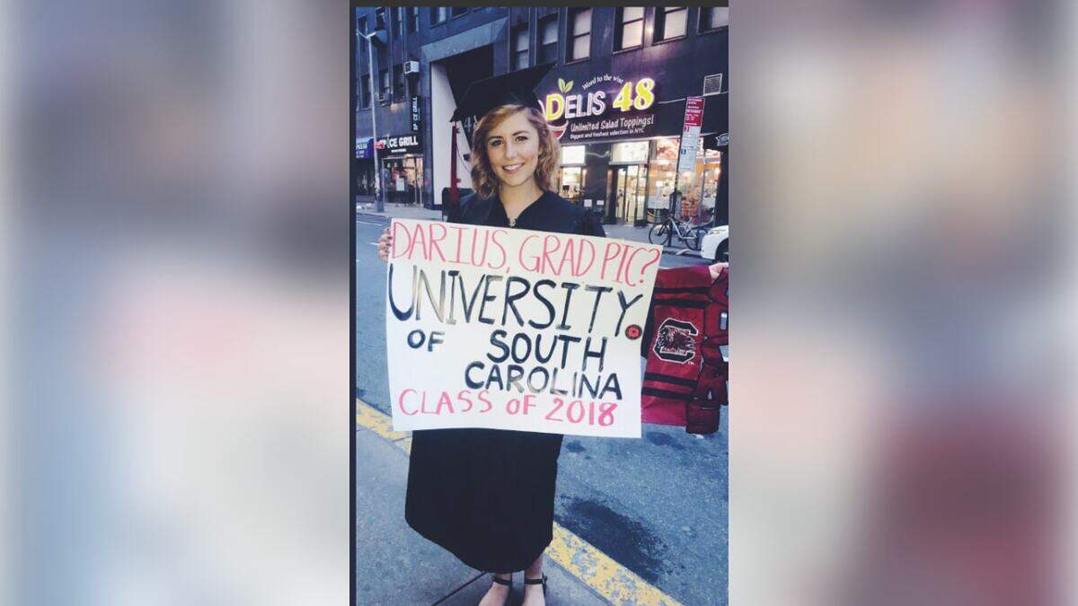 Bridget Mackey donned her cap and gown to try to grab Darius Rucker's attention on the Today Show.