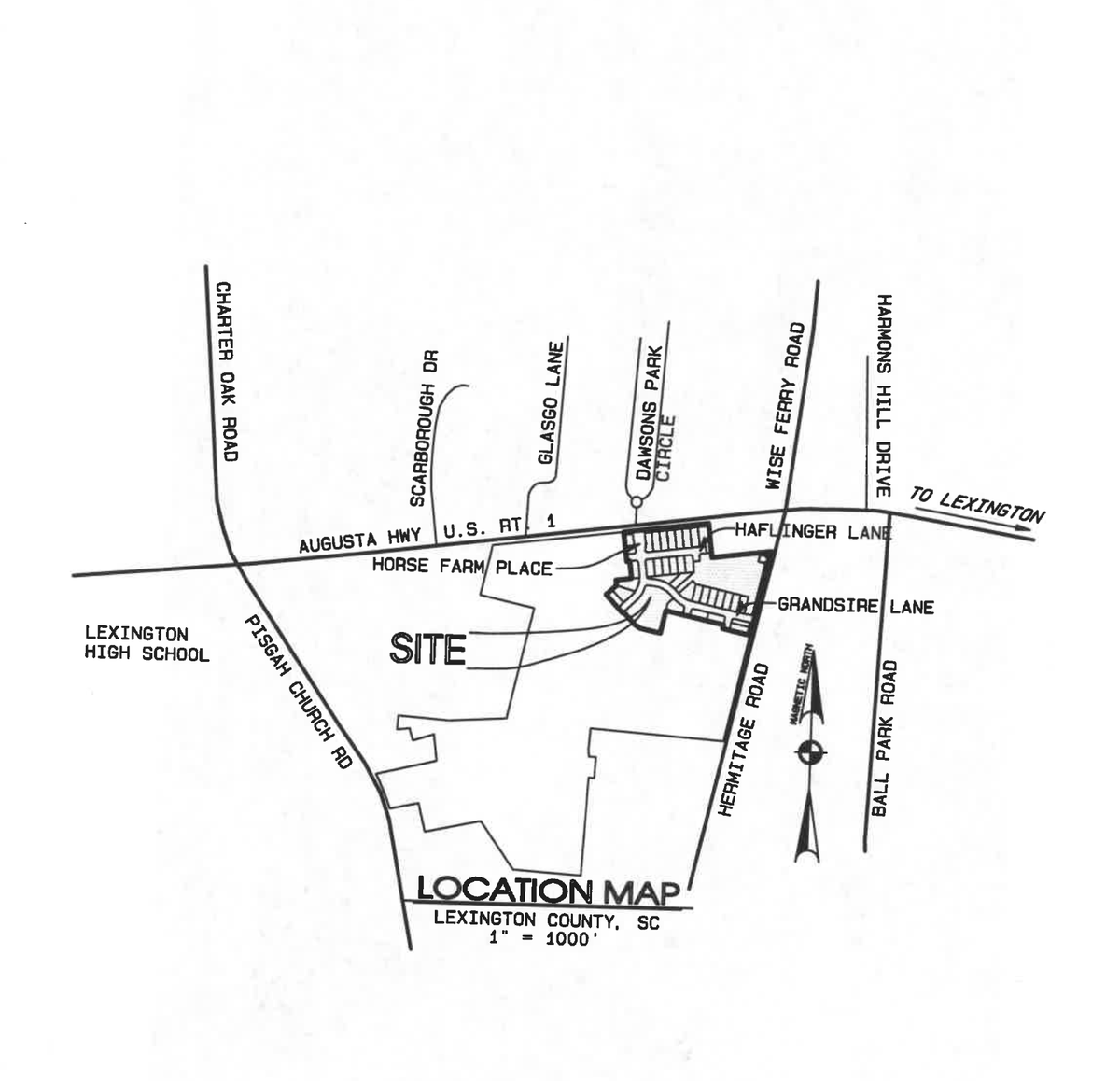 Map of the proposed site of a new subdivision on the site of the former Hendrix Farms.