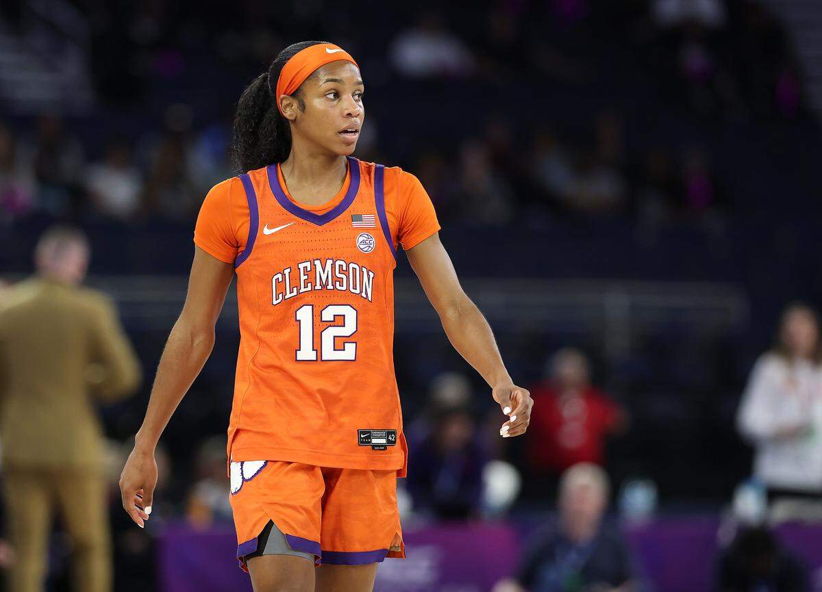 Clemson is still waiting to hear back on an eligibility waiver for redshirt senior guard Mia Moore (12)