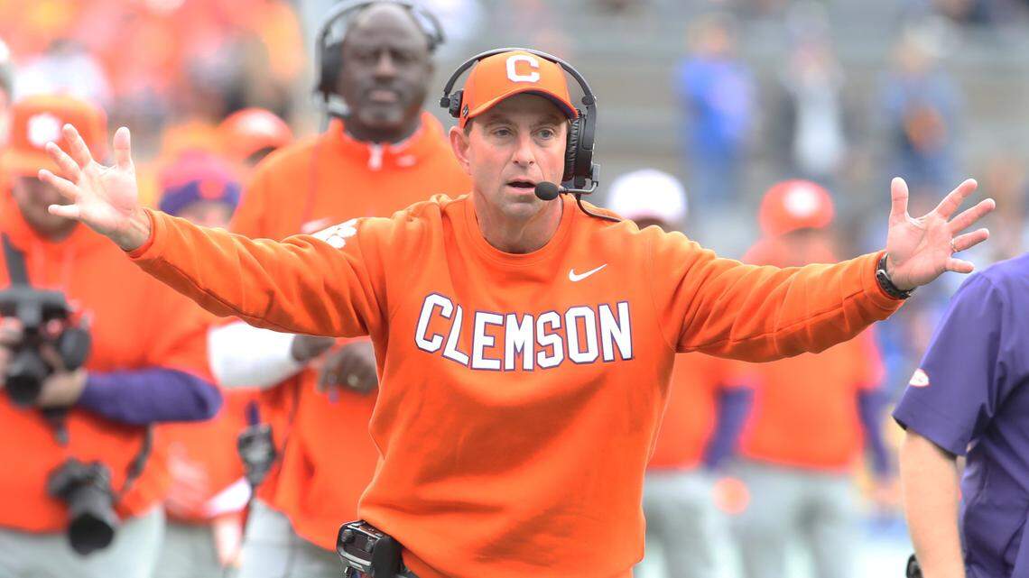 Clemson Tigers head coach Dabo Swinney during the game Saturday against the Pittsburgh Panthers.