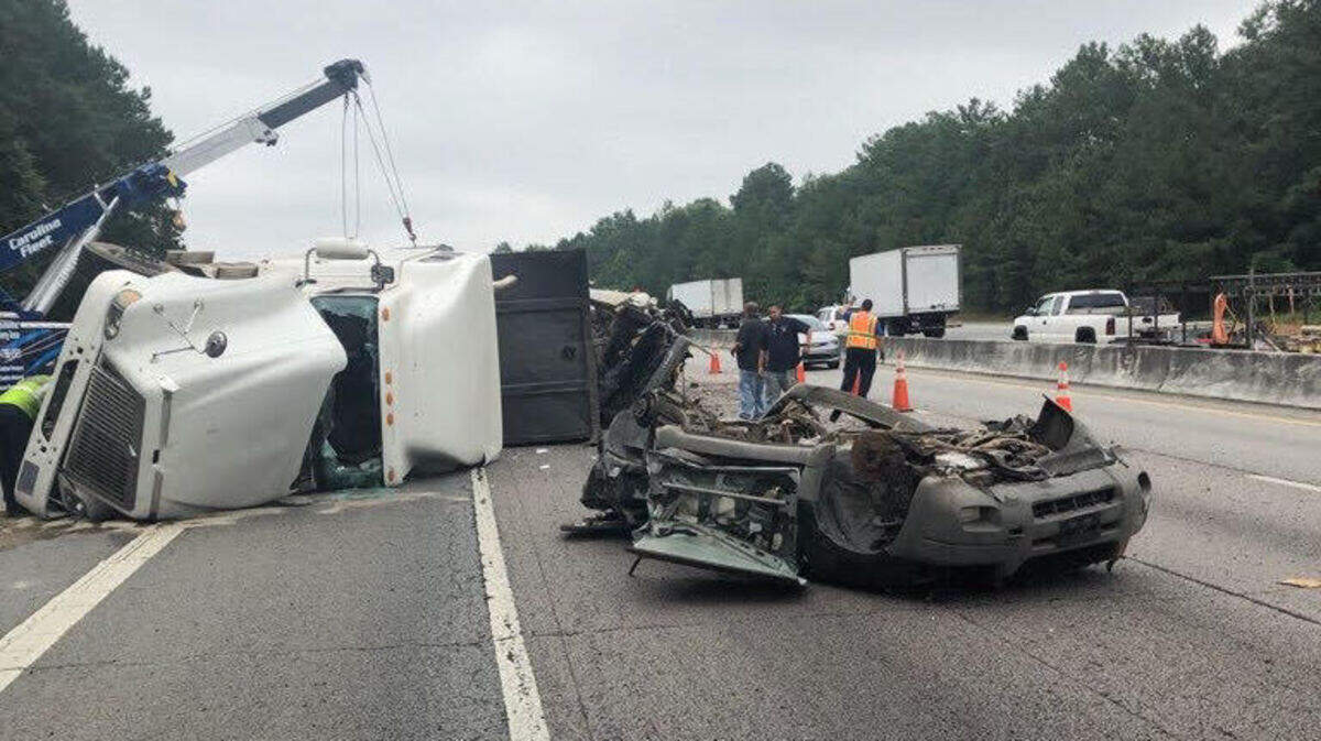 An overturned truck, which caused road closures and traffic issues for hours on I-20 westbound in Columbia.