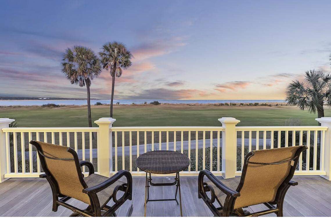 The beach view from a luxury rental vacation home at Ocean Point at Isle of Palms.