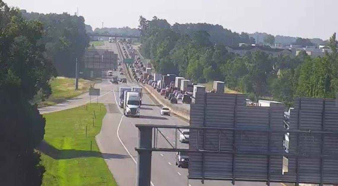 Vehicles were backed up following one of several morning crashes.