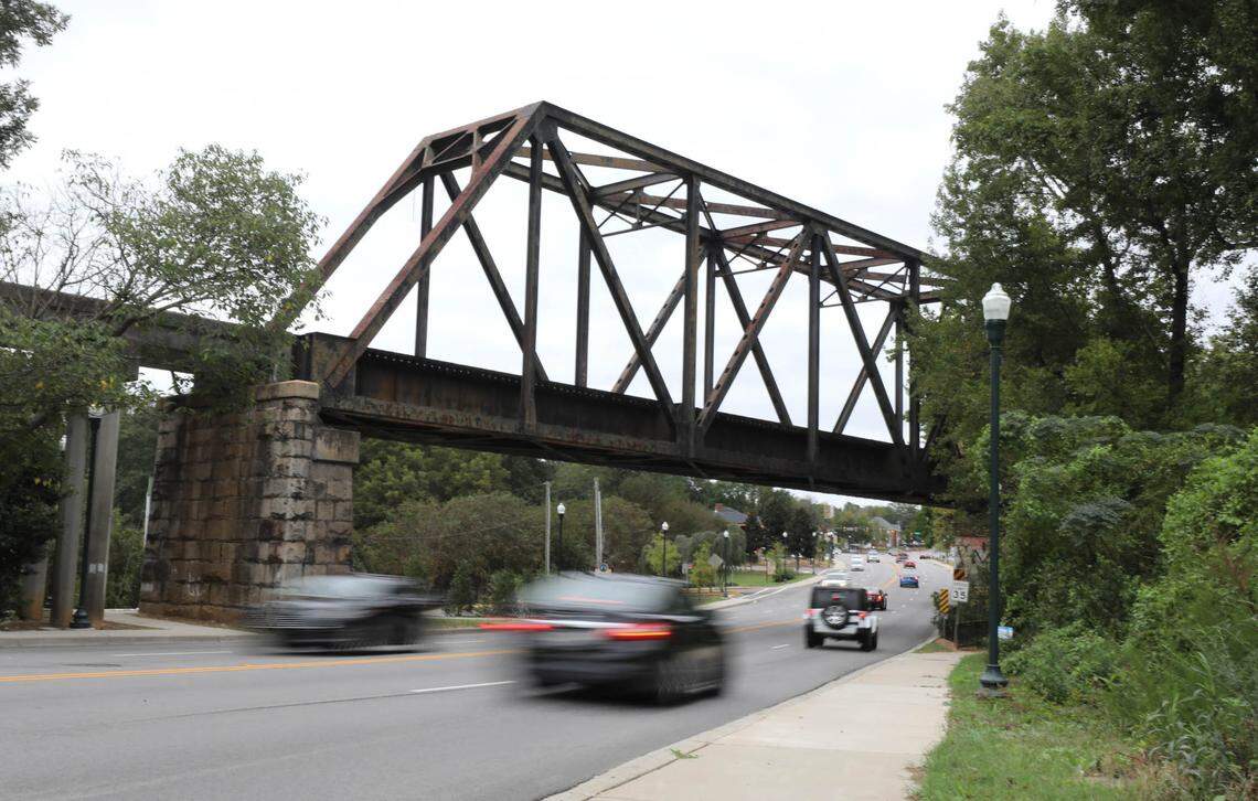 The railroad trestle on North Main Street leads into Columbia’s Eau Claire neighborhood.